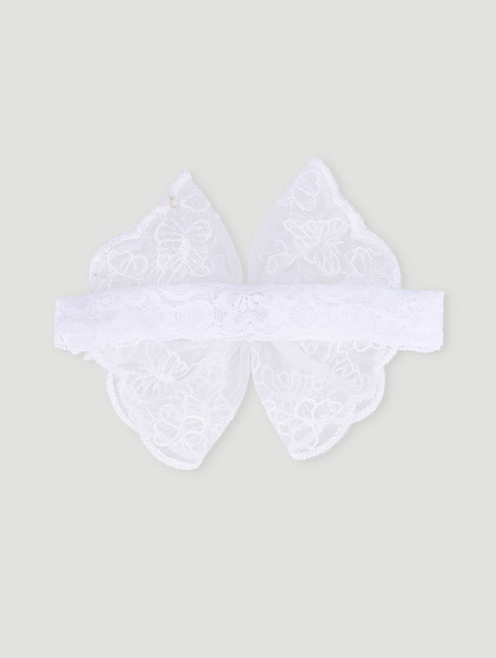 Baby Girls Lace Bow Headband - White