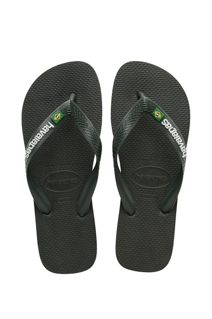 Brazil Logo & Word Flip Flop - Olive