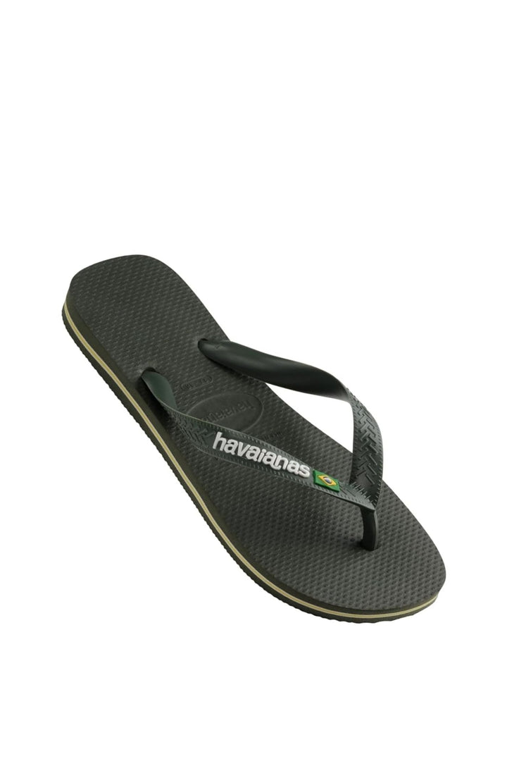 Brazil Logo & Word Flip Flop - Olive