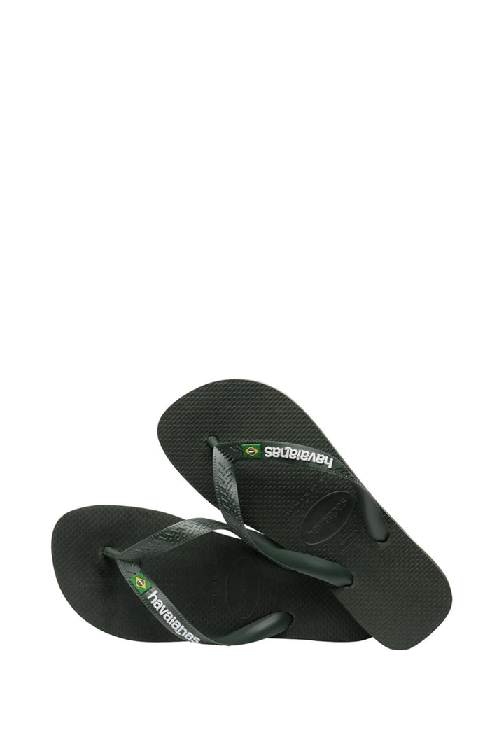 Brazil Logo & Word Flip Flop - Olive