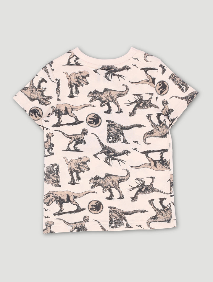 Pre-Boys Jurassic Print Tee - Stone