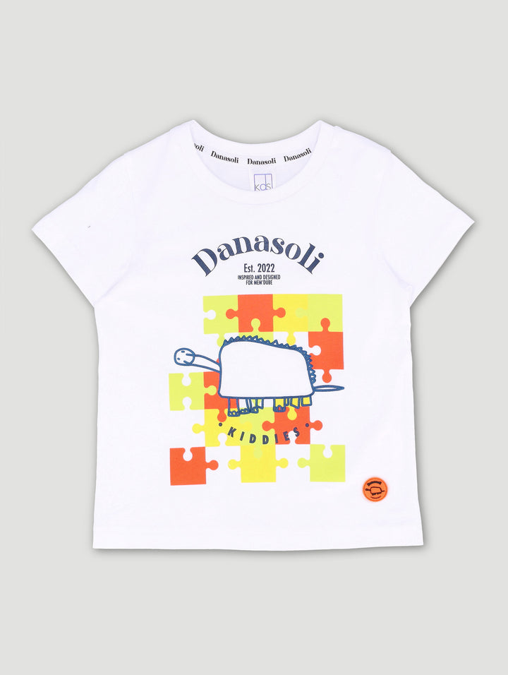 Pre-Boys Danasoli Puzzle Tee - White