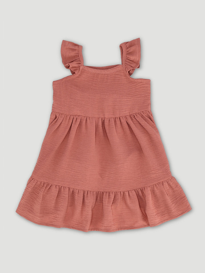 Baby Girls Crinkle Airflow Dress - Rust