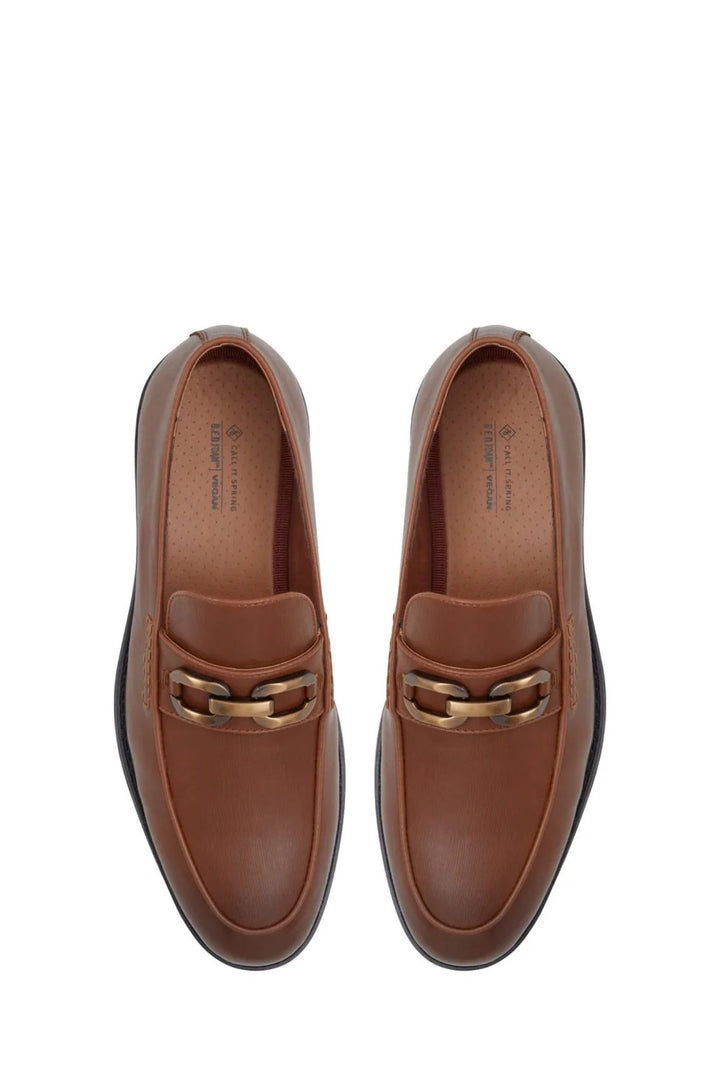 Hatton Metal Trim Heeled Slip In Loafer - Cognac