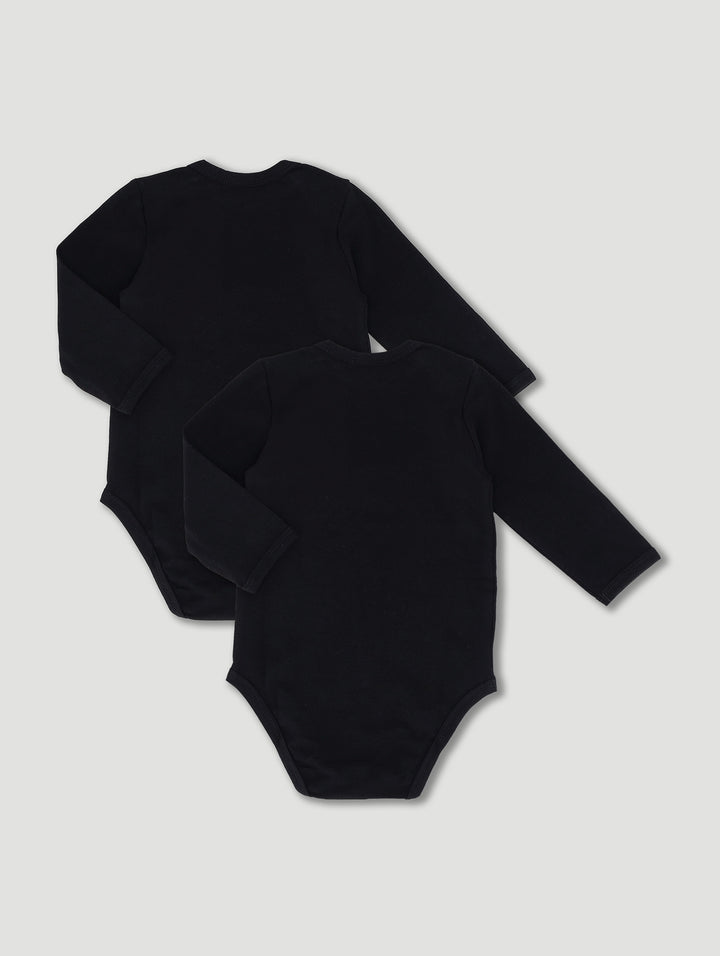 Baby Boys 2 Pack Long Sleeve Vest - Black