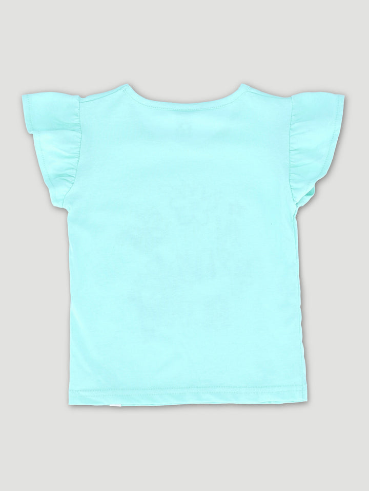 Pre-Girls Full Bloom Shoulder Frill Tee - Blue