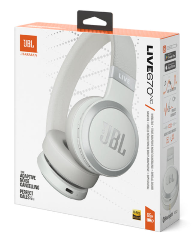 Live 670 Noise Cancelling On-Ear Headphones White