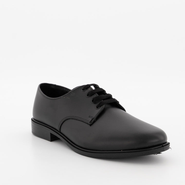 Boys Lace-Up Injection Leather School Shoe - Black