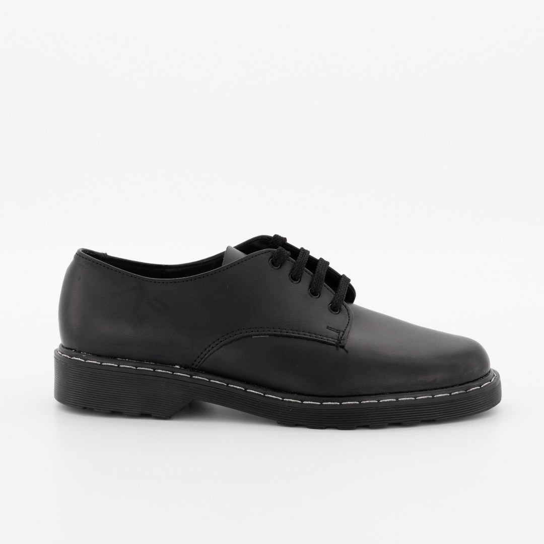 Boys Freedom Lace-Up Rubber Sole School Shoe - Black