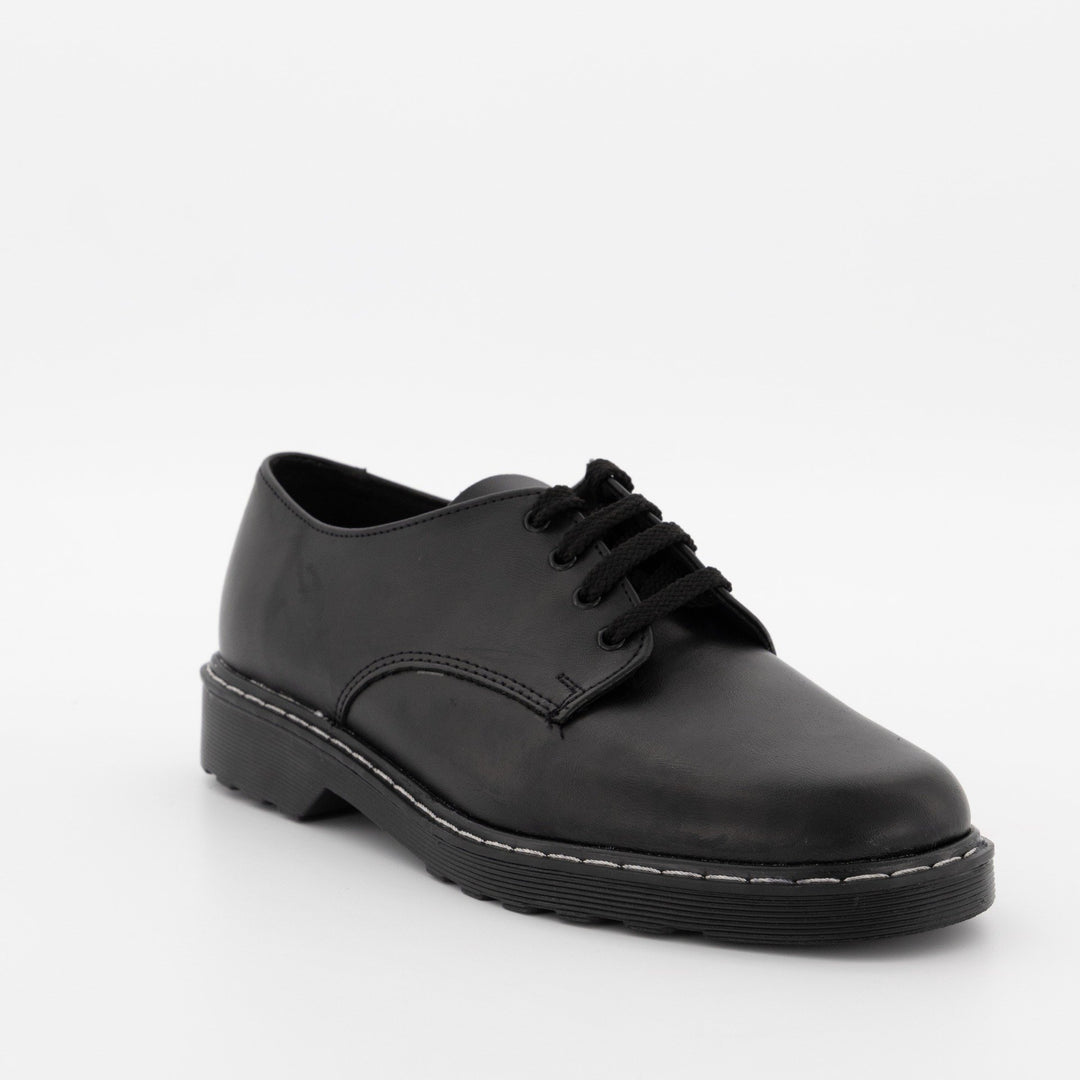 Boys Freedom Lace-Up Rubber Sole School Shoe - Black