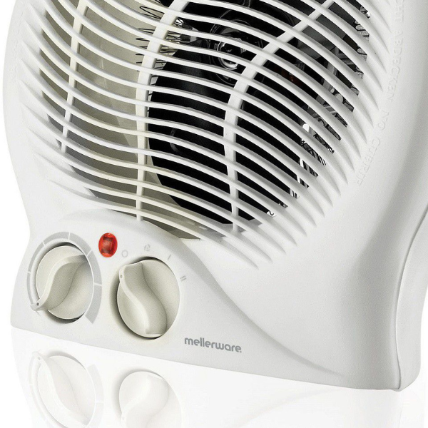 Mellerware Floor Fan Heater With 2 Heat Settings 2000W - White