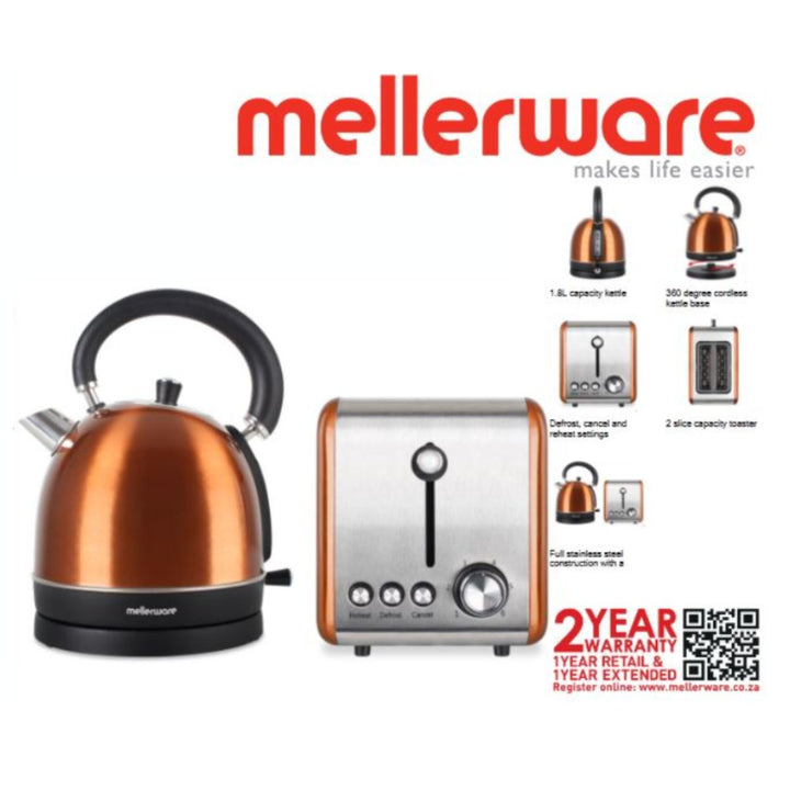 2 Piece Stainless Steel Kettle And Toaster Set