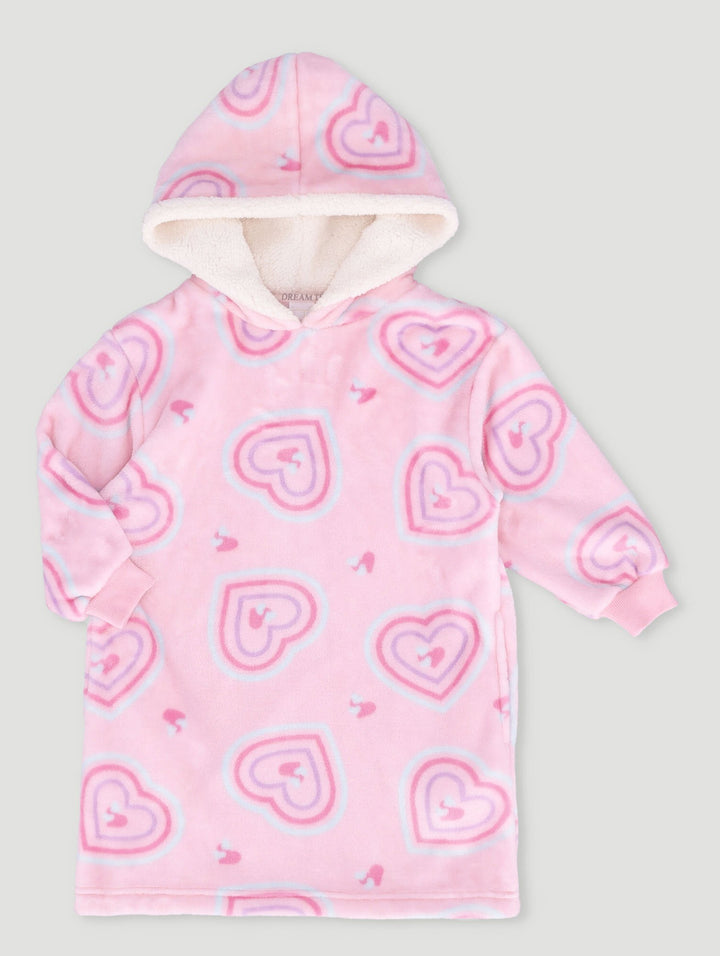 Pre-Girls Retro Hearts Snuggie - Pink