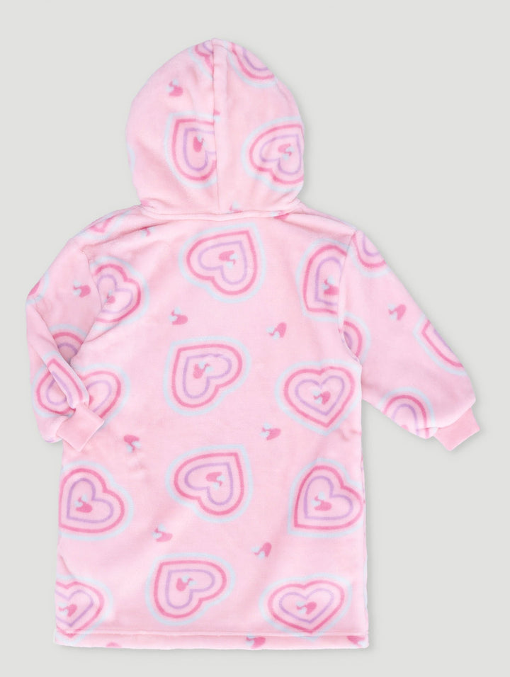 Pre-Girls Retro Hearts Snuggie - Pink