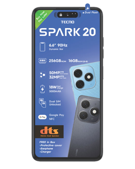 Spark 20 Dual Sim 4G 256GB Black Cellphone