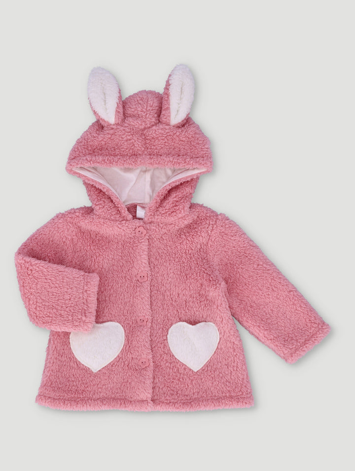 Baby Girls Heart Fleece Jacket - Pink