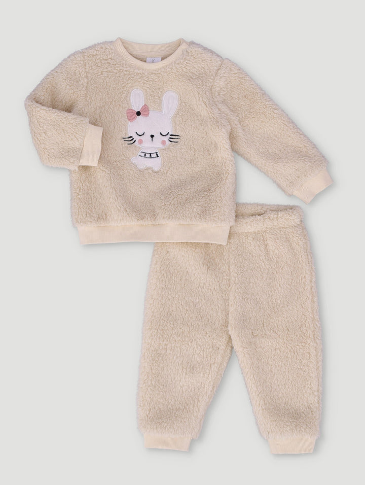 Baby Girls Bunny Sherpa Set - Cream