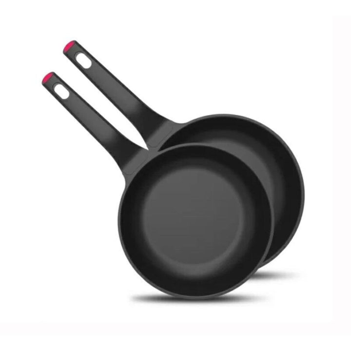 Taurus Cast Aluminium Frying Pan Set 20 + 24cm - Black