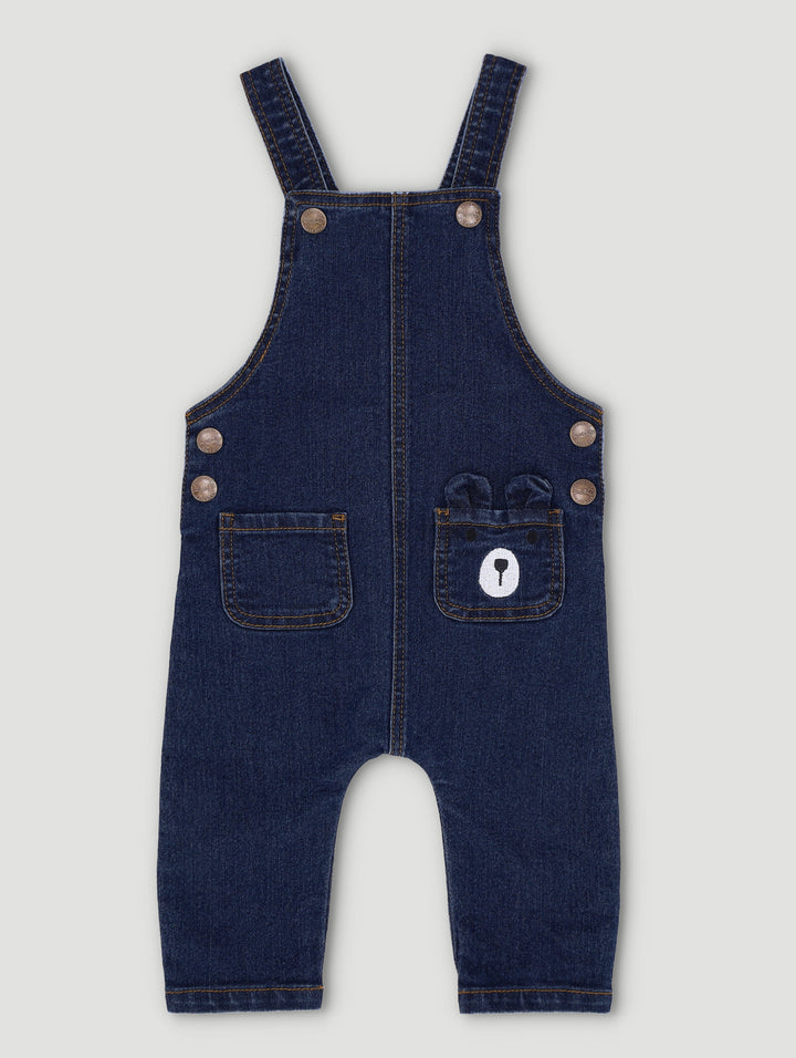 Baby Boys Dungaree Embossed Puppy Pocket Set - Blue