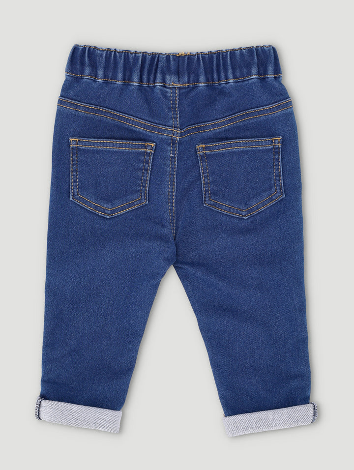 Baby Boys Knit Occasion Jogger With Embroidery Lion - Denim