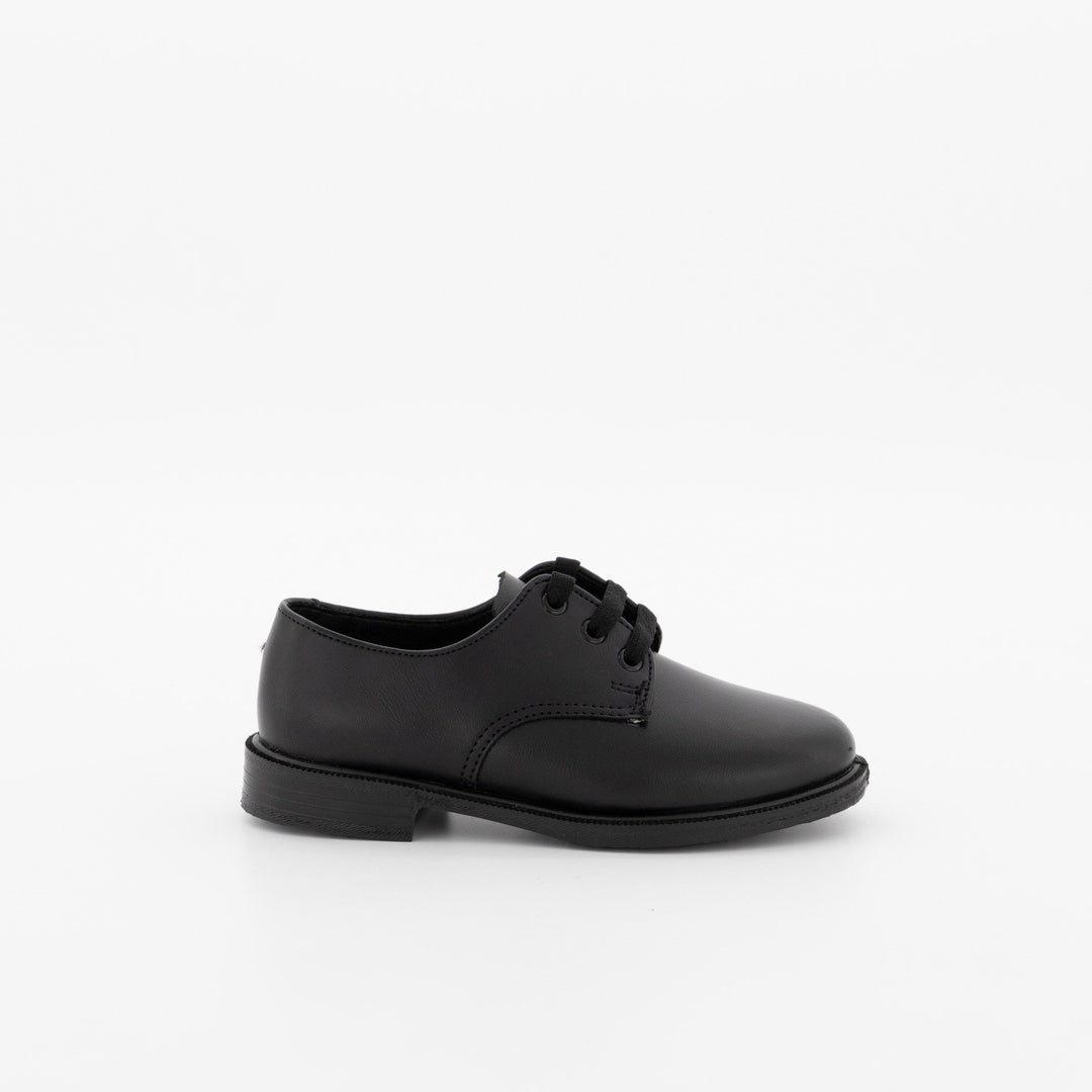 Boys (E B) Plain Lace-Up Injection Leather School Shoe - Black