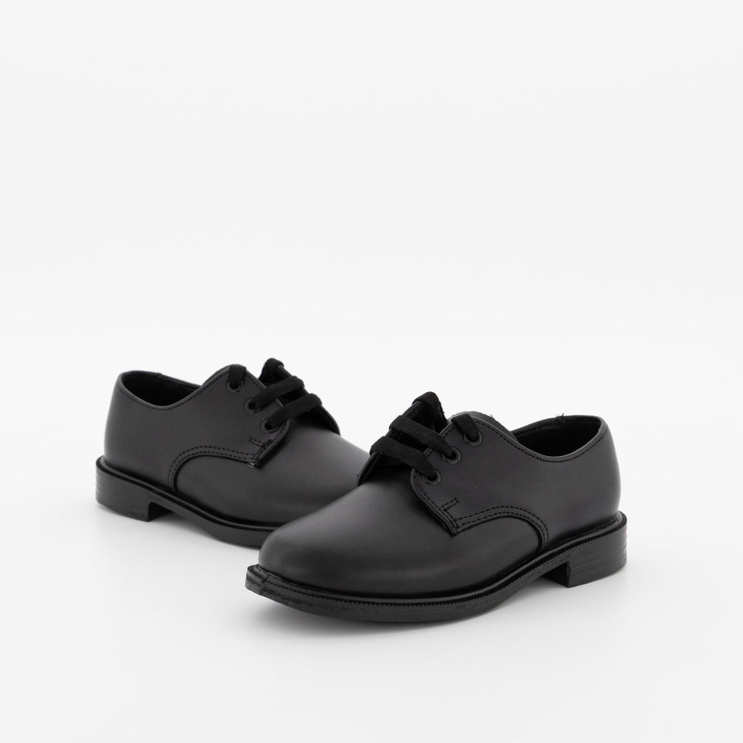 Boys (E B) Plain Lace-Up Injection Leather School Shoe - Black