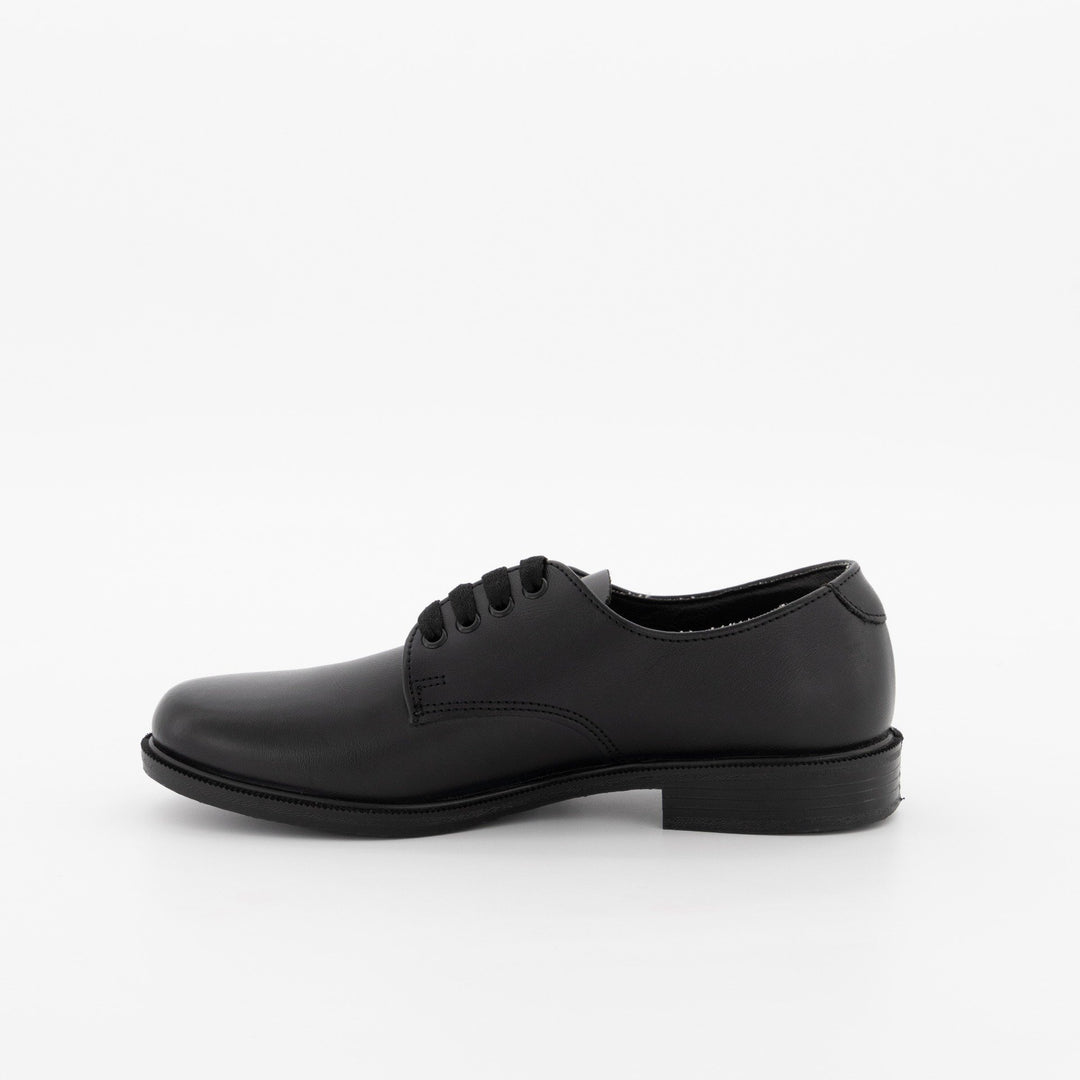 Boys Plain (E Y) Lace-Up Injection Leather School Shoe - Black