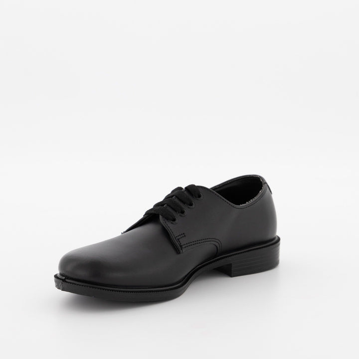 Boys Plain (E Y) Lace-Up Injection Leather School Shoe - Black