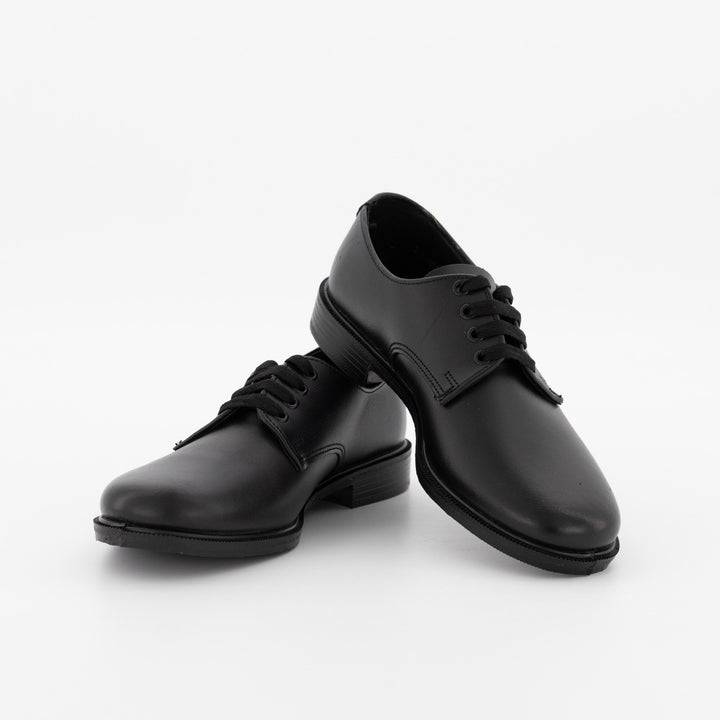 Boys Plain (E Y) Lace-Up Injection Leather School Shoe - Black