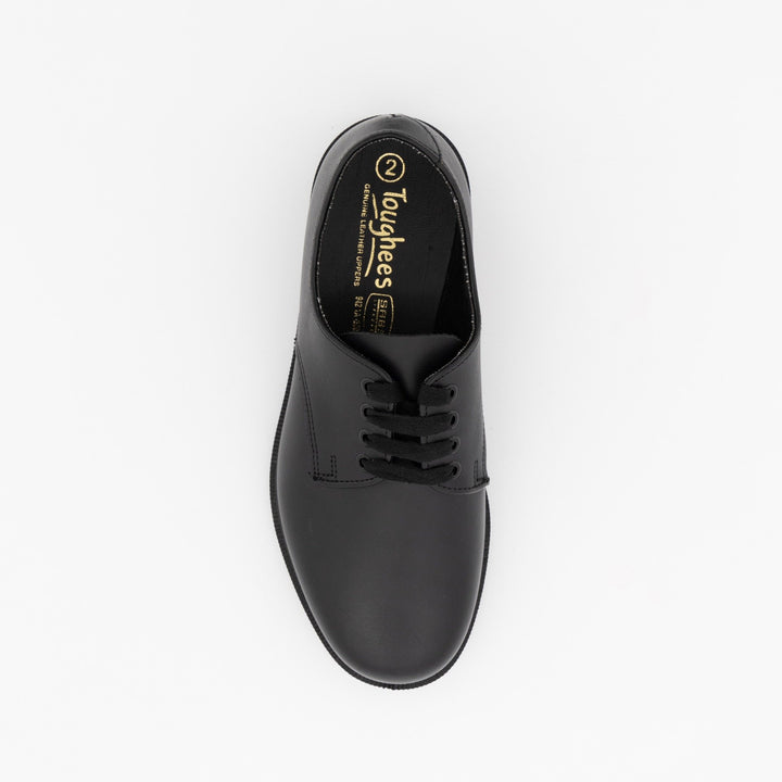 Boys Plain (E Y) Lace-Up Injection Leather School Shoe - Black