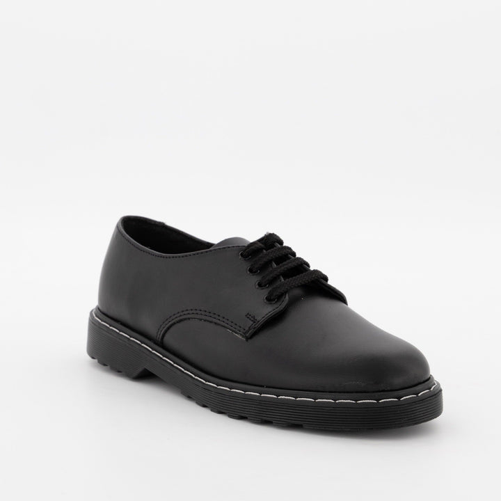 Boys Freedom Lace-Up Rubber Sole School Shoe - Black