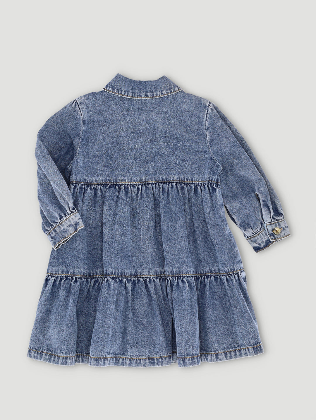 Baby Girls Button Through Denim Dress - Denim