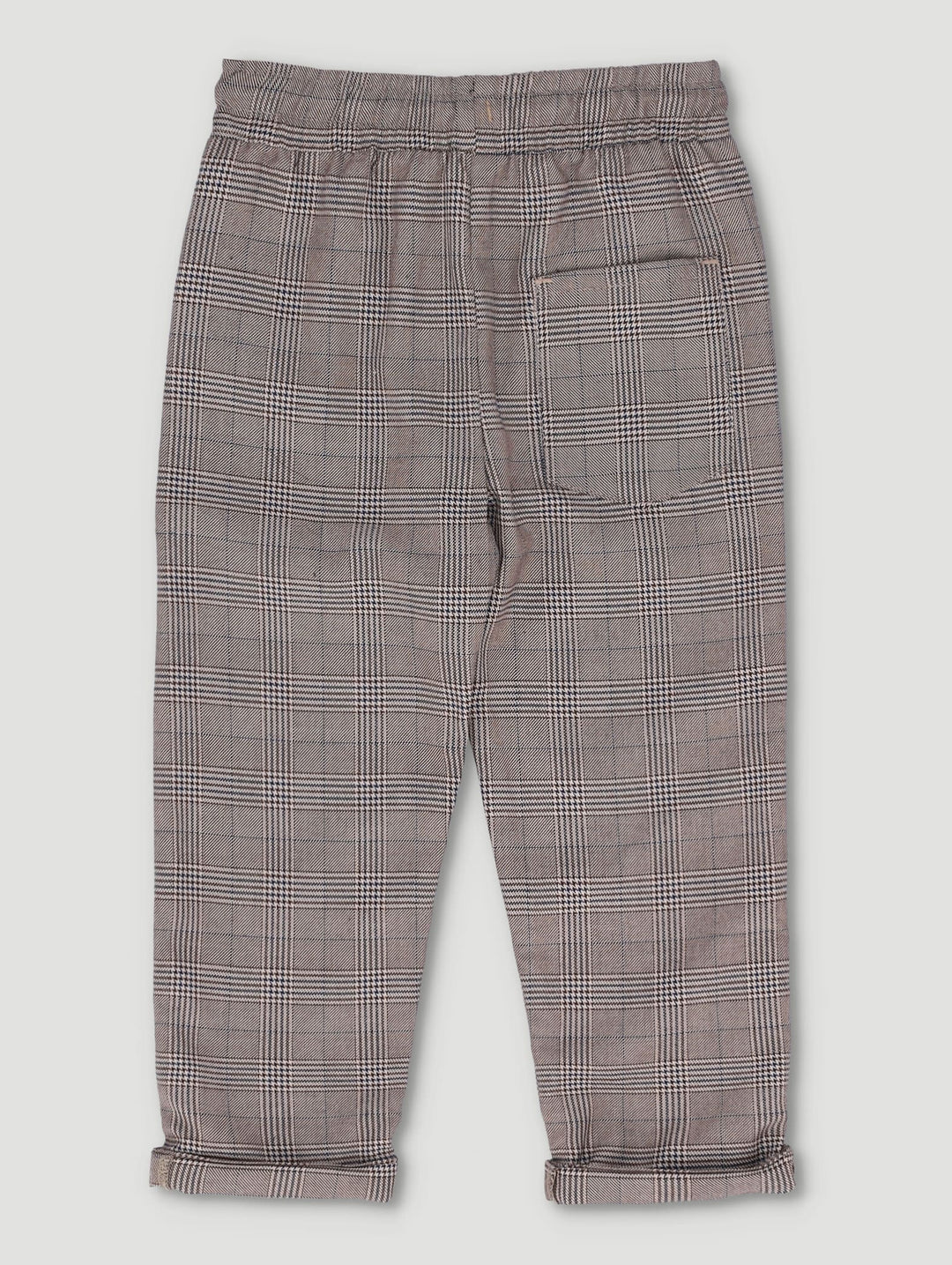 Pre-Boys Check Pull-On Pants - Brown