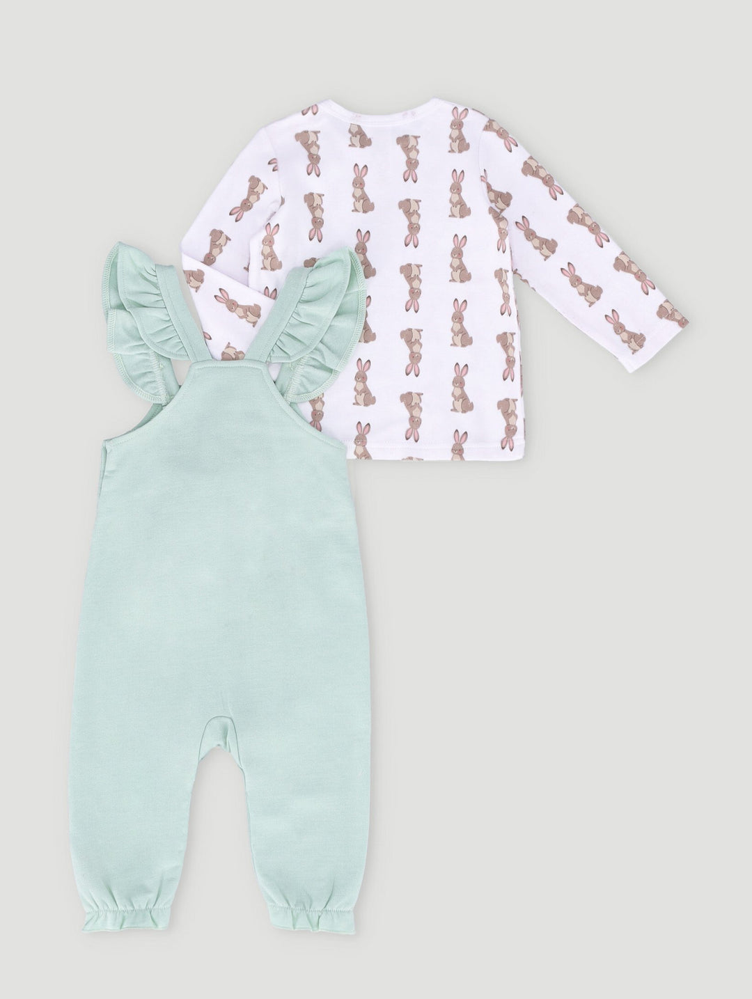 Baby Girls Bunny Fashion Dungaree Set - Sage