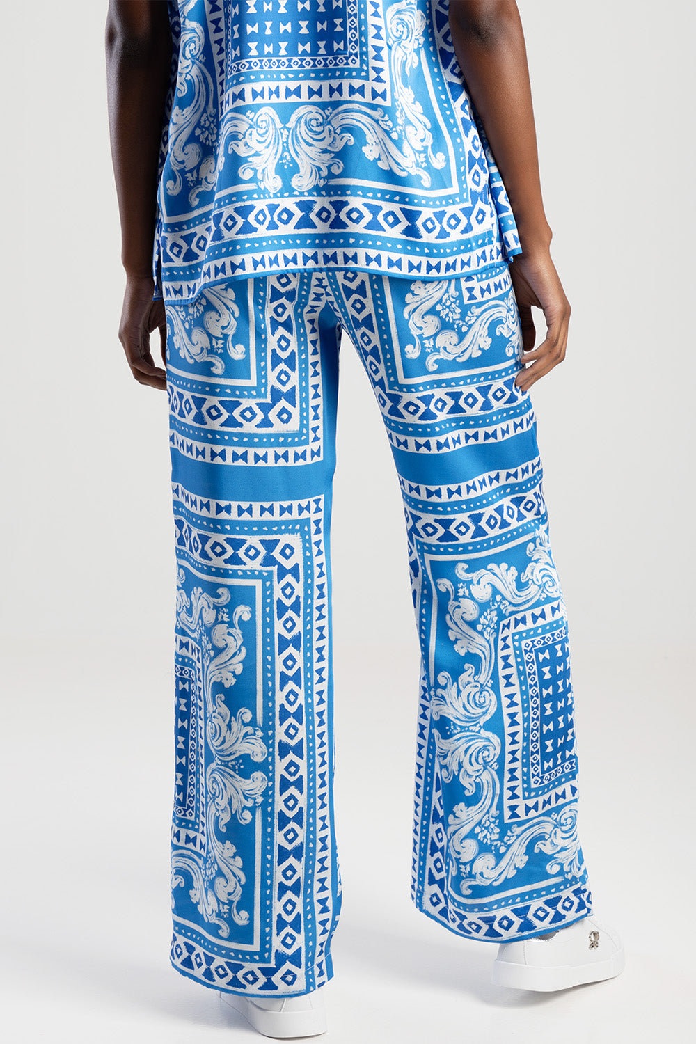 Elasticated Waist Wide Leg Pants - Blue