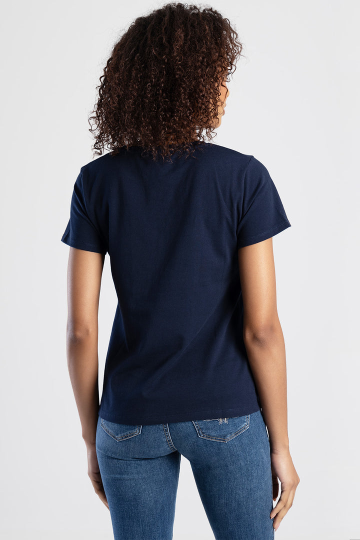 Regular Fit Bling Logo Tee - Navy