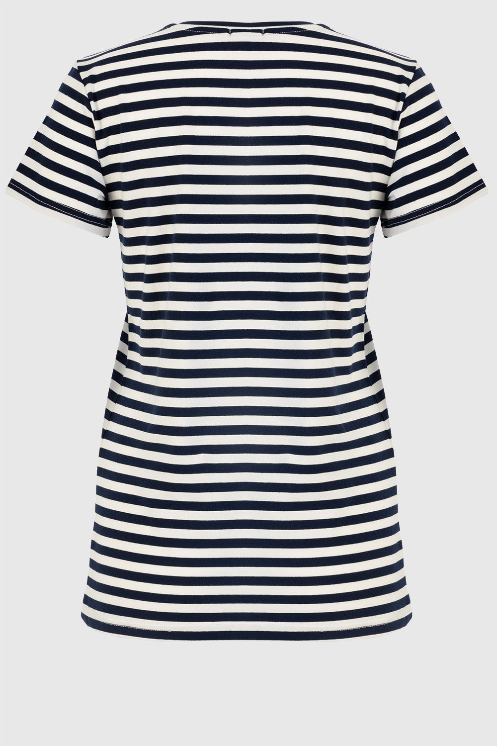 Stripe Tee With Raised Embroidery - Navy/White