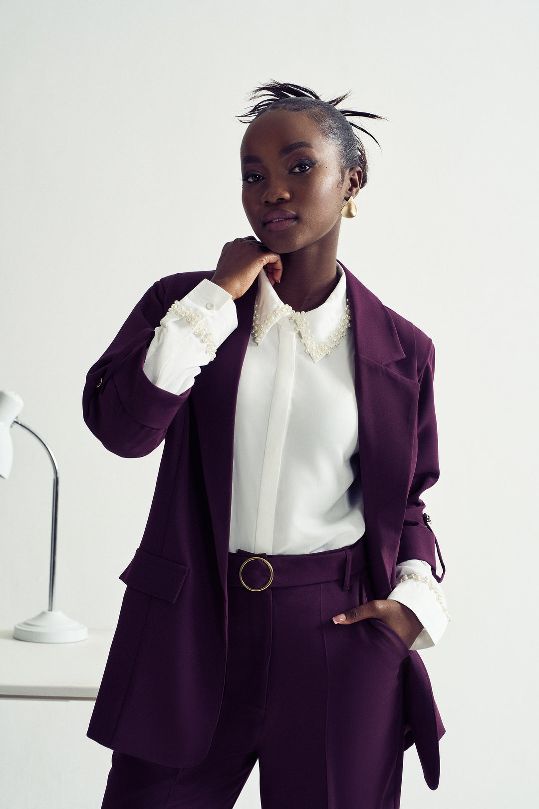 Turn Up Tab Blazer - Plum