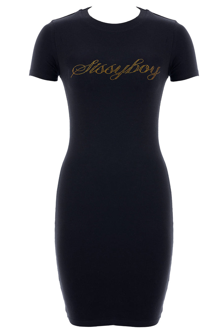 Fitted Bling Logo Dress - Black