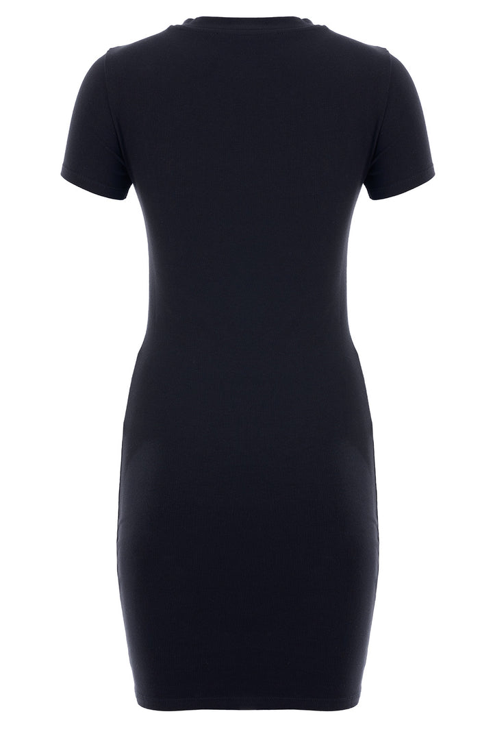 Fitted Bling Logo Dress - Black