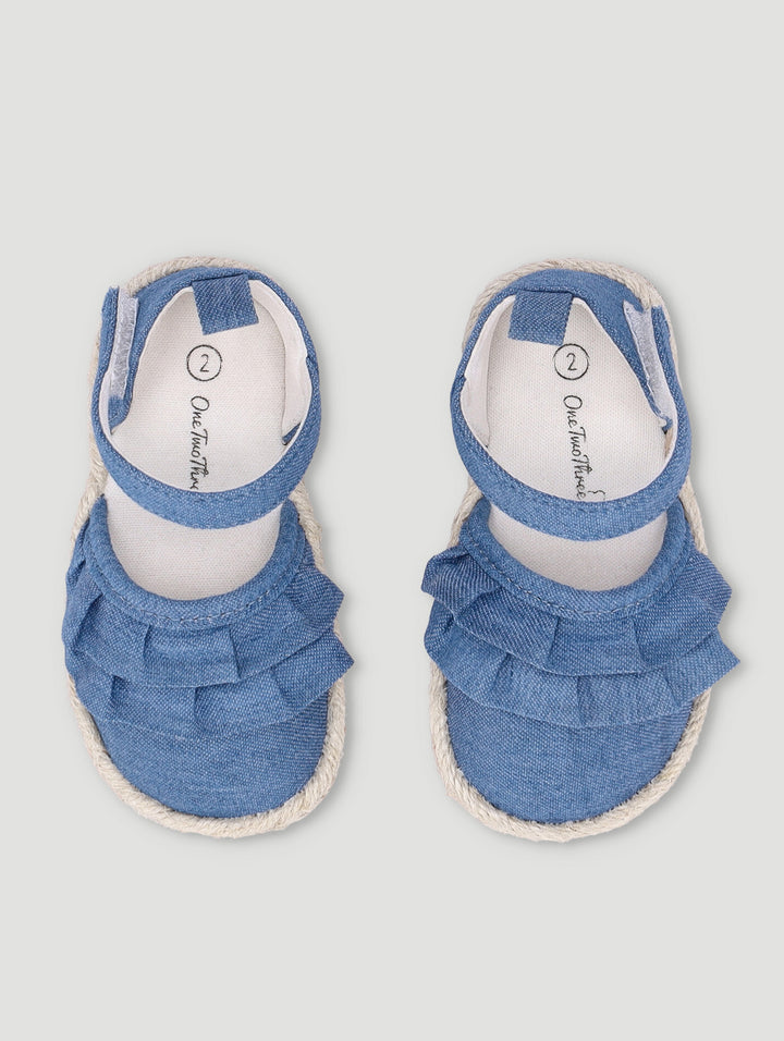 Baby Girls Frill Espadrille Sandal - Denim