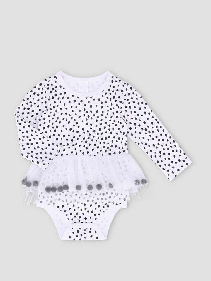 Baby Girls Tulle Spot Bodyvest - Black/White