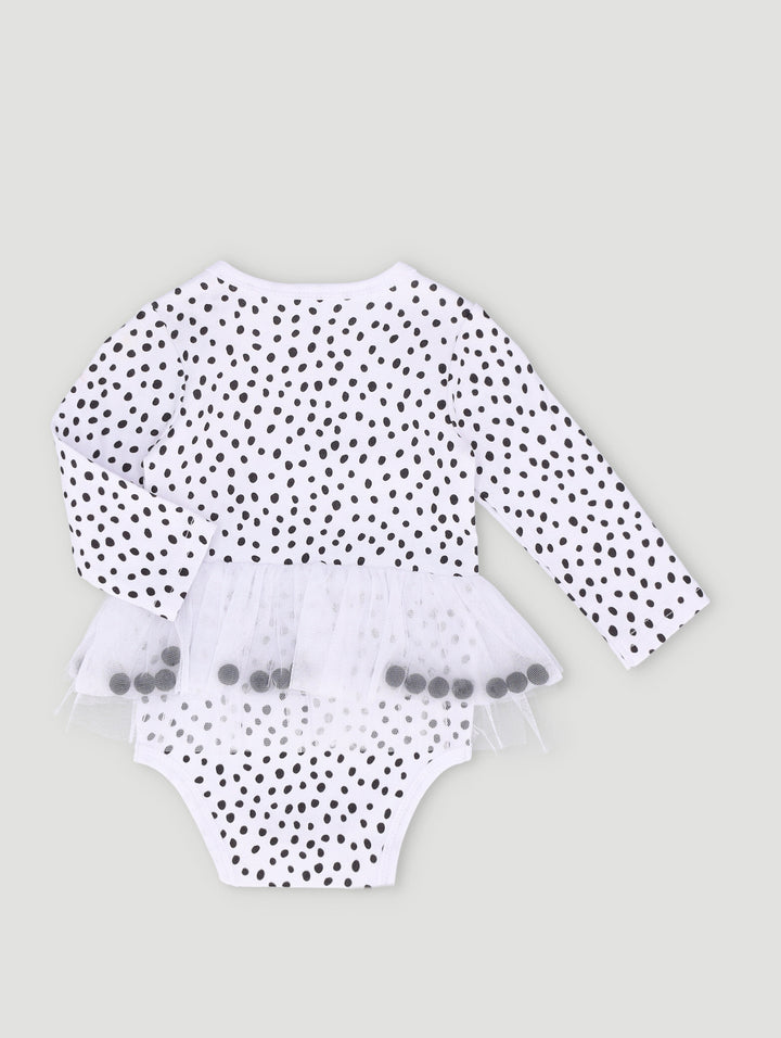 Baby Girls Tulle Spot Bodyvest - Black/White