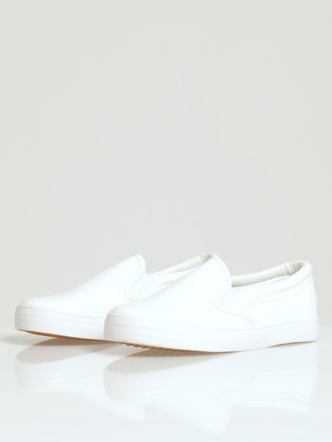 Slip On Street Sneaker With Metal Heel Insert - White