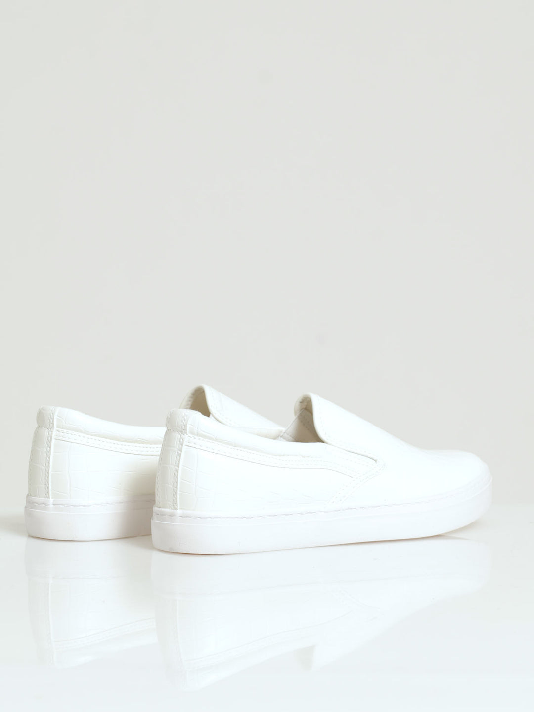 Slip On Street Sneaker With Metal Heel Insert - White