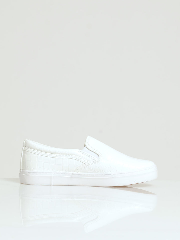 Slip On Street Sneaker With Metal Heel Insert - White