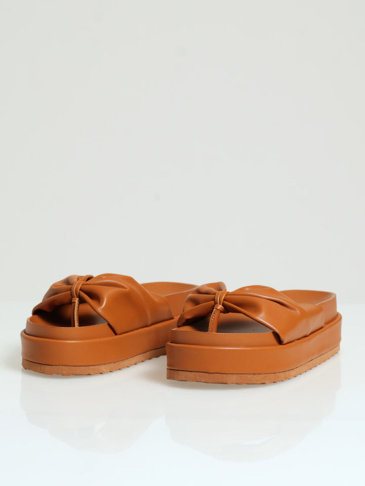 Puff Strap Thong Sandal - Tan