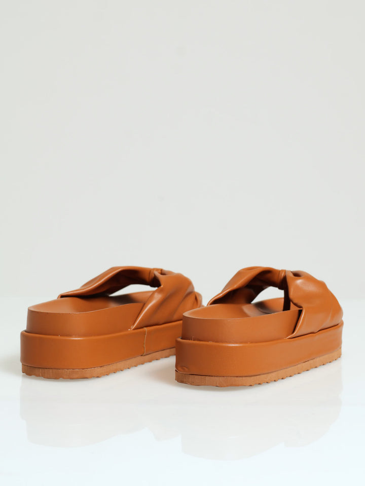 Puff Strap Thong Sandal - Tan