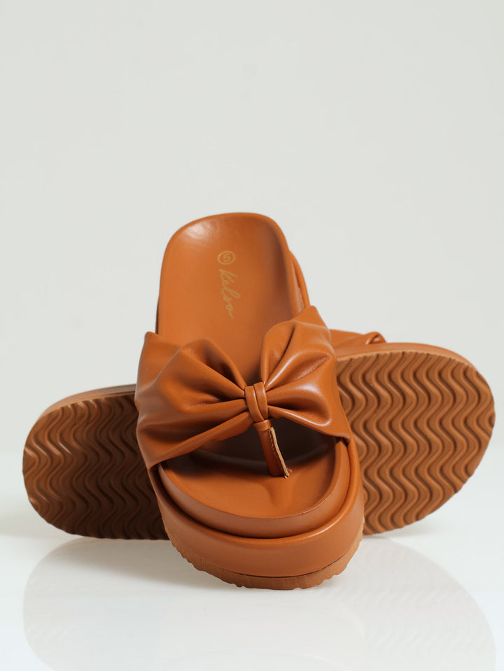 Puff Strap Thong Sandal - Tan