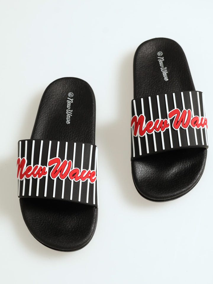 Boys Rubber Vamp Slide - Black/Red